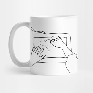 Hands working on Graphic Tablet - Hand drawing a Heart on a Graphic Tablet Mug